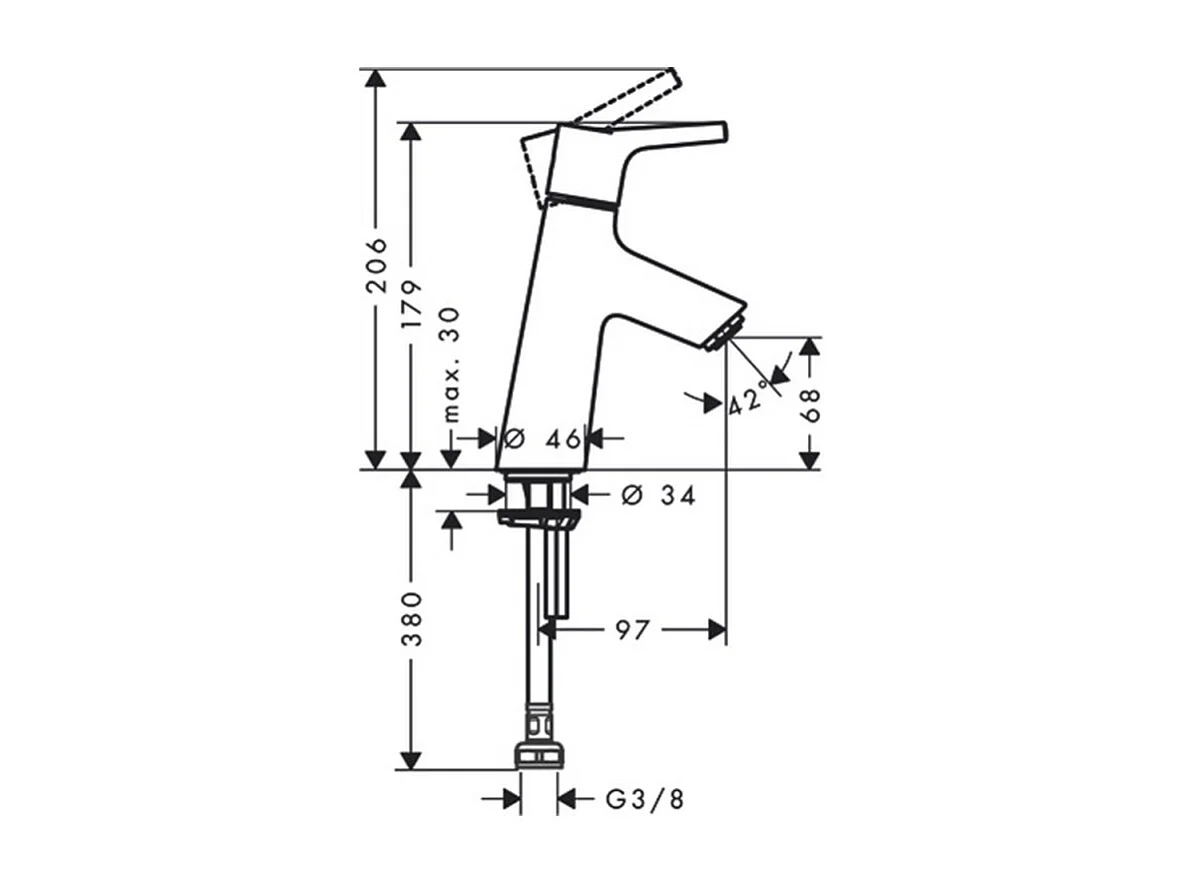Robinet lave-mains HANSGROHE Talis 80 eau froide sans tirette ni vidage Chromé