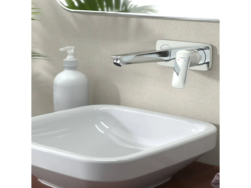 Mitigeur lavabo mural HANSGROHE Logis + corps encastré Economie d'eau