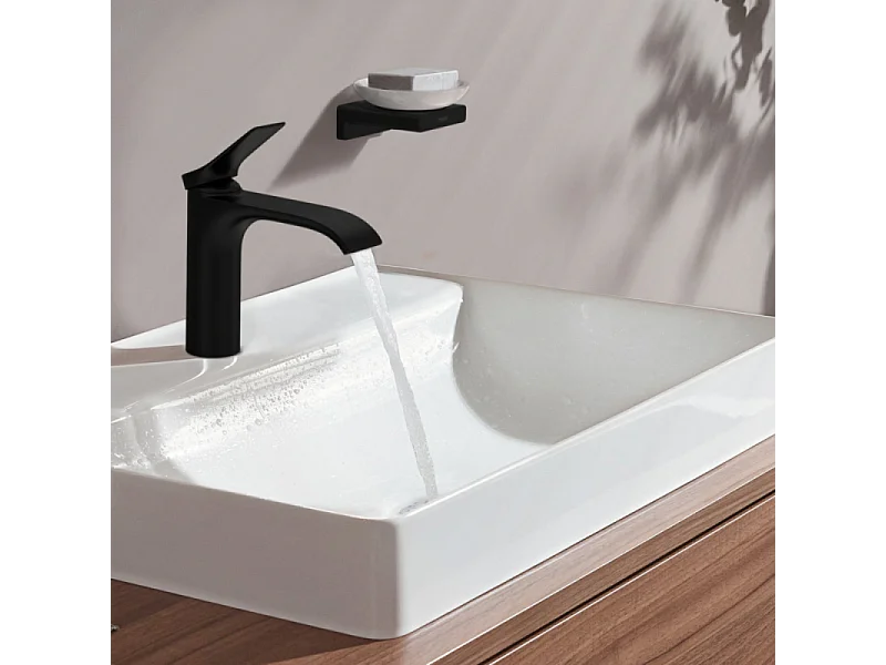 Mitigeur lave-mains HANSGROHE 80 sans tirette ni vidage noir mat + nettoyant Briochin