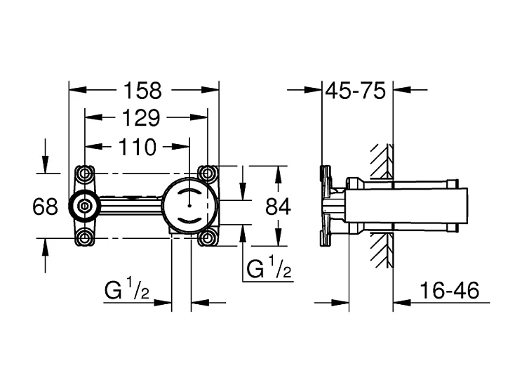 Grohe Mitigeur monocommande 2 trous lavaboTaille M Essence  - Graphite+corps encastré