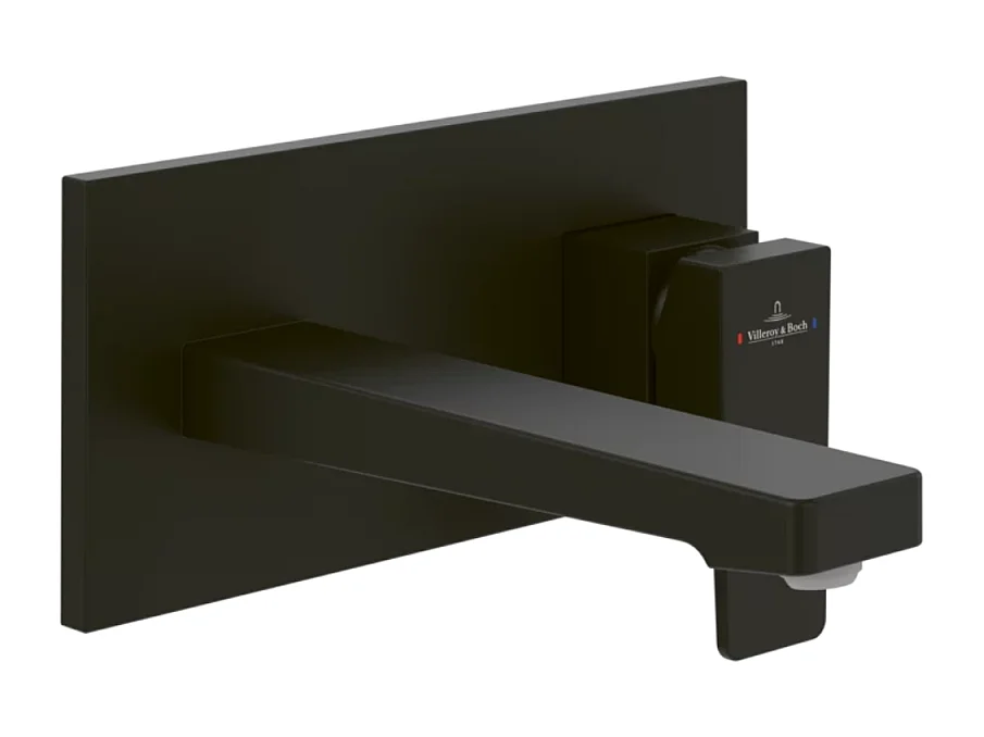 Mitigeur lavabo mural VILLEROY ET BOCH Architectura Square avec vidage Push Open Noir mat