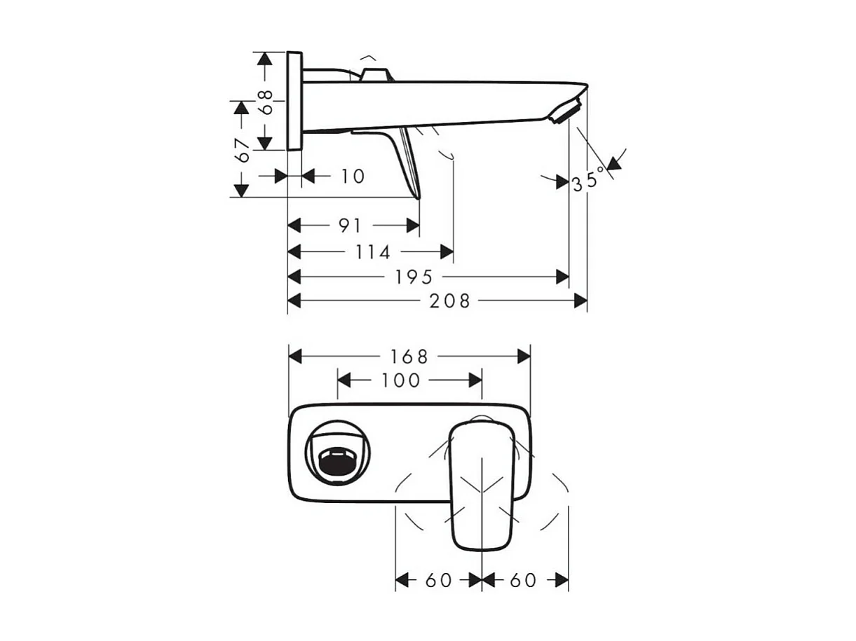 HANSGROHE Mitigeur lavabo encastré mécanique Logis 195 mm + corps encastré