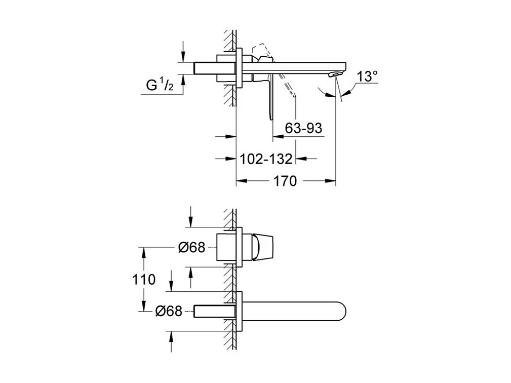 Grohe Façade Eurosmart Mezclador Cosmopolitan Talla S