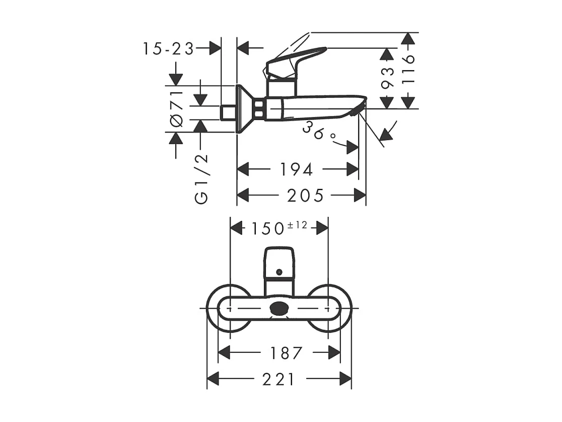 Mitigeur lavabo mural HANSGROHE Logis sans tirette ni vidage chrome + nettoyant Briochin