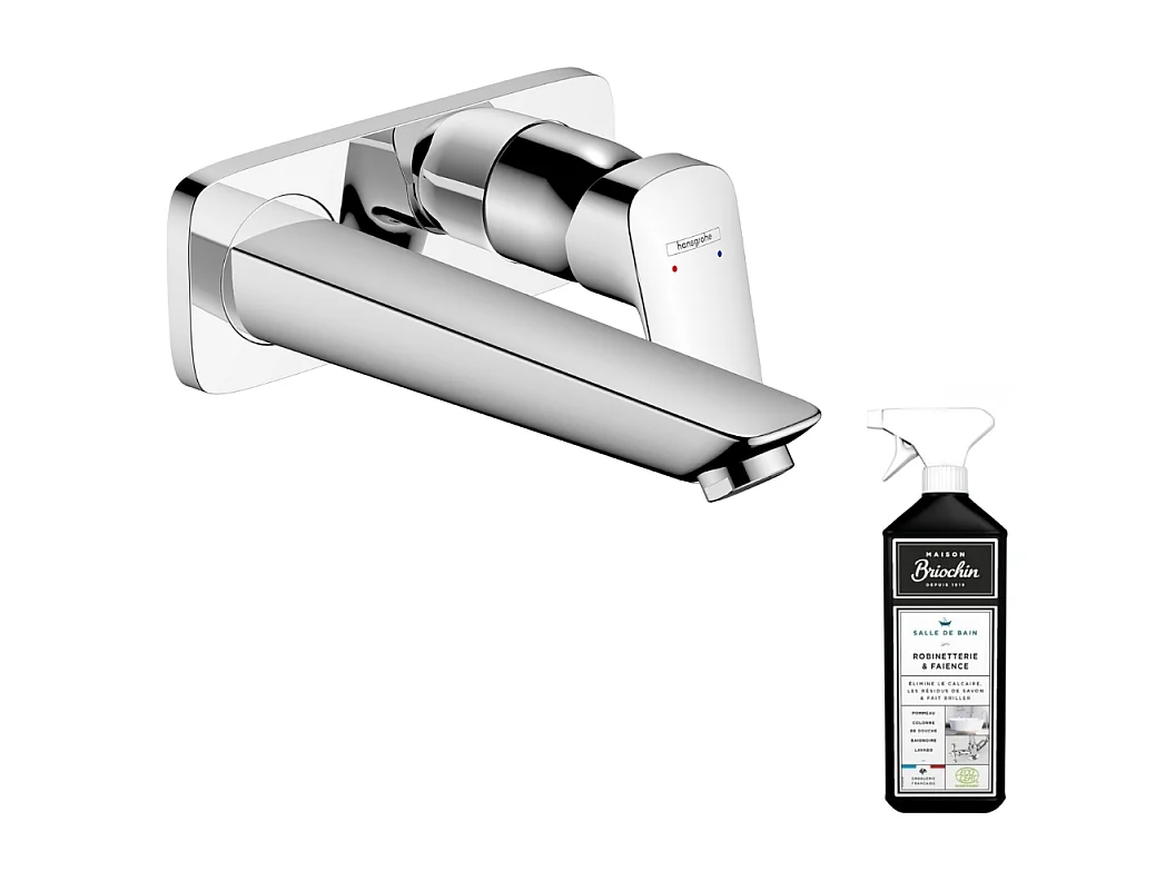 Mitigeur lavabo mural HANSGROHE Logis 195 mm + nettoyant Briochin