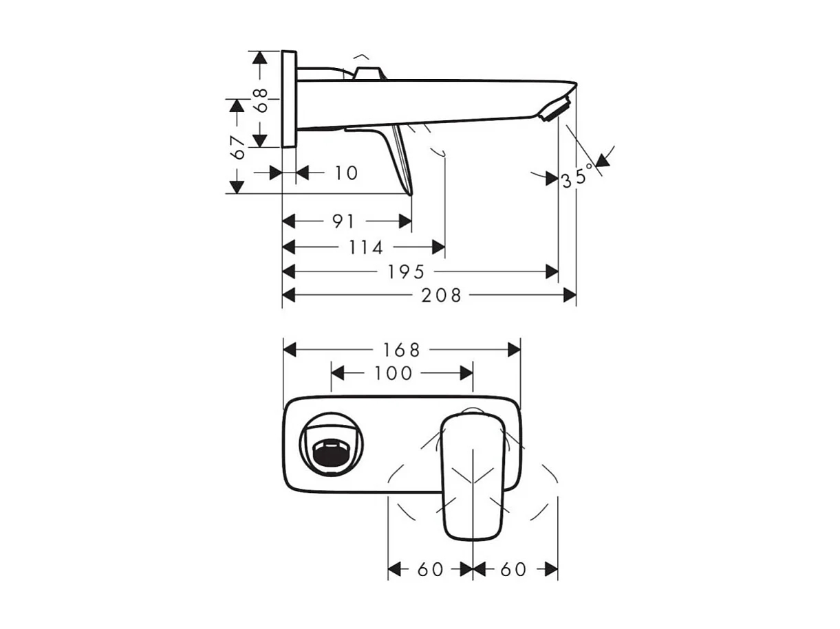 Mitigeur lavabo mural HANSGROHE Logis Economie d'eau