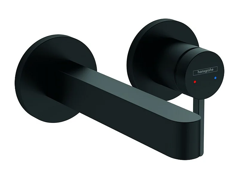 HANSGROHE Finoris Mezclador de lavabo de pared 165 mm + desagüe libre Negro mate