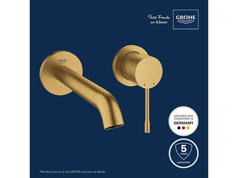 Grohe Façade Essence Mitigeur monocommande 2 trous lavabo Taille M Cool Sunrise brossé