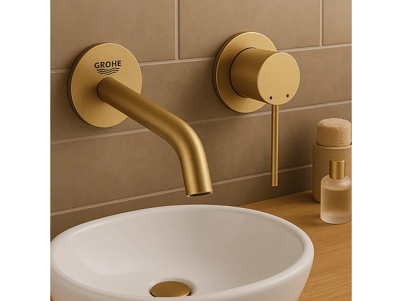 Grohe Façade Essence Mitigeur monocommande 2 trous lavabo Taille M Cool Sunrise brossé