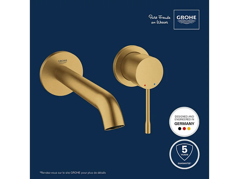 Grohe Façade Essence Mitigeur monocommande 2 trous lavabo Taille M Cool Sunrise brossé