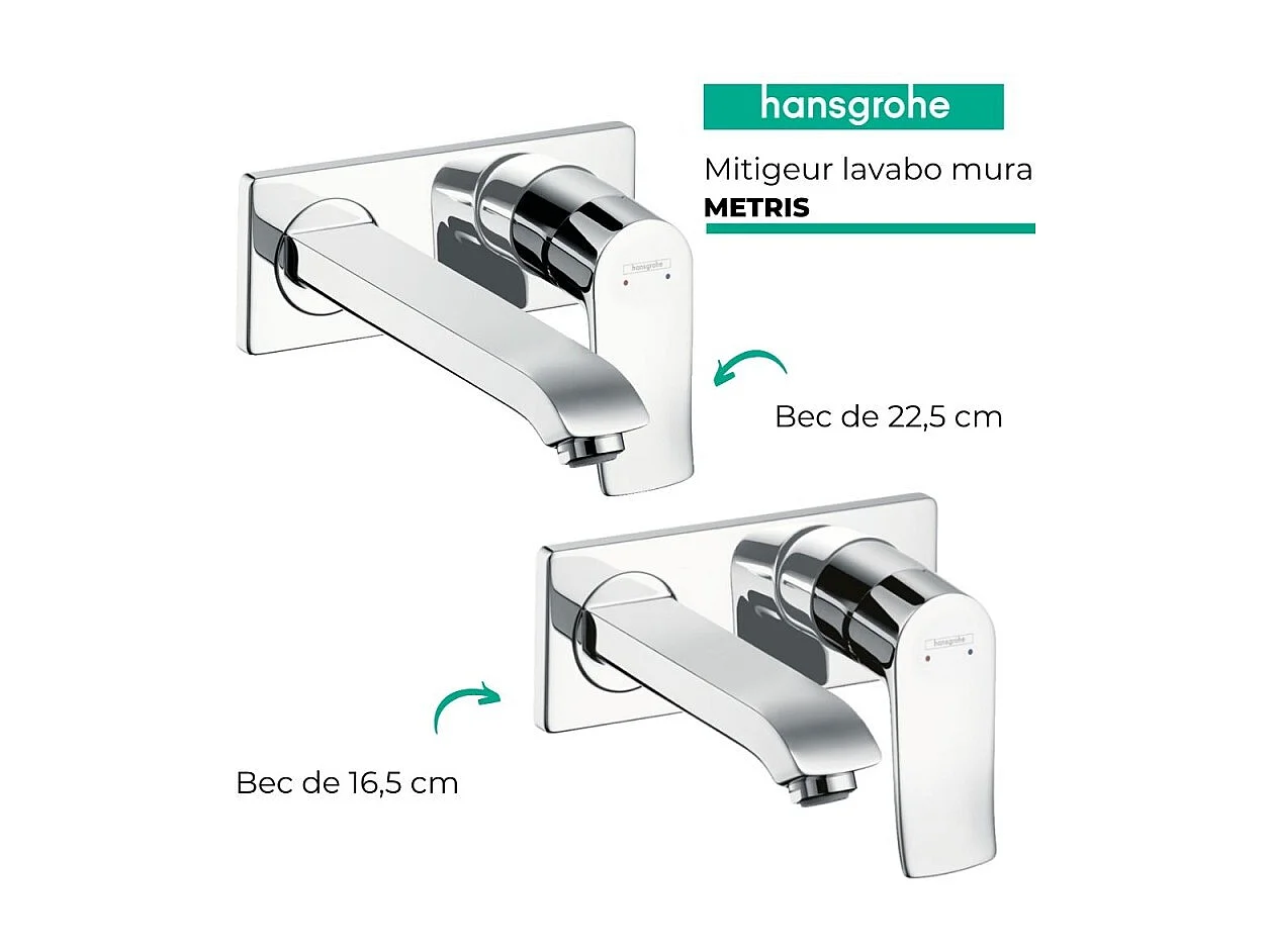 HANSGROHE Metris Mezclador de lavabo de pared Ahorro de agua 22,5 cm