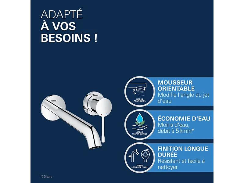 Grohe Façade ESSENCE Mezclador de lavabo con 2 orificios tamaño L de superficie 230 Cool Sunrise