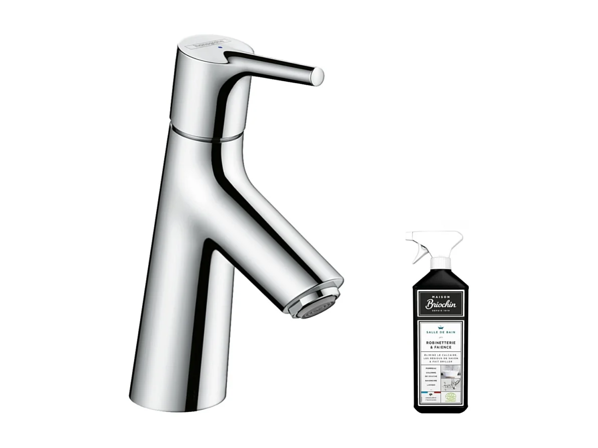 Mitigeur lave-mains HANSGROHE 80 sans tirette ni vidage chrome + nettoyant Briochin