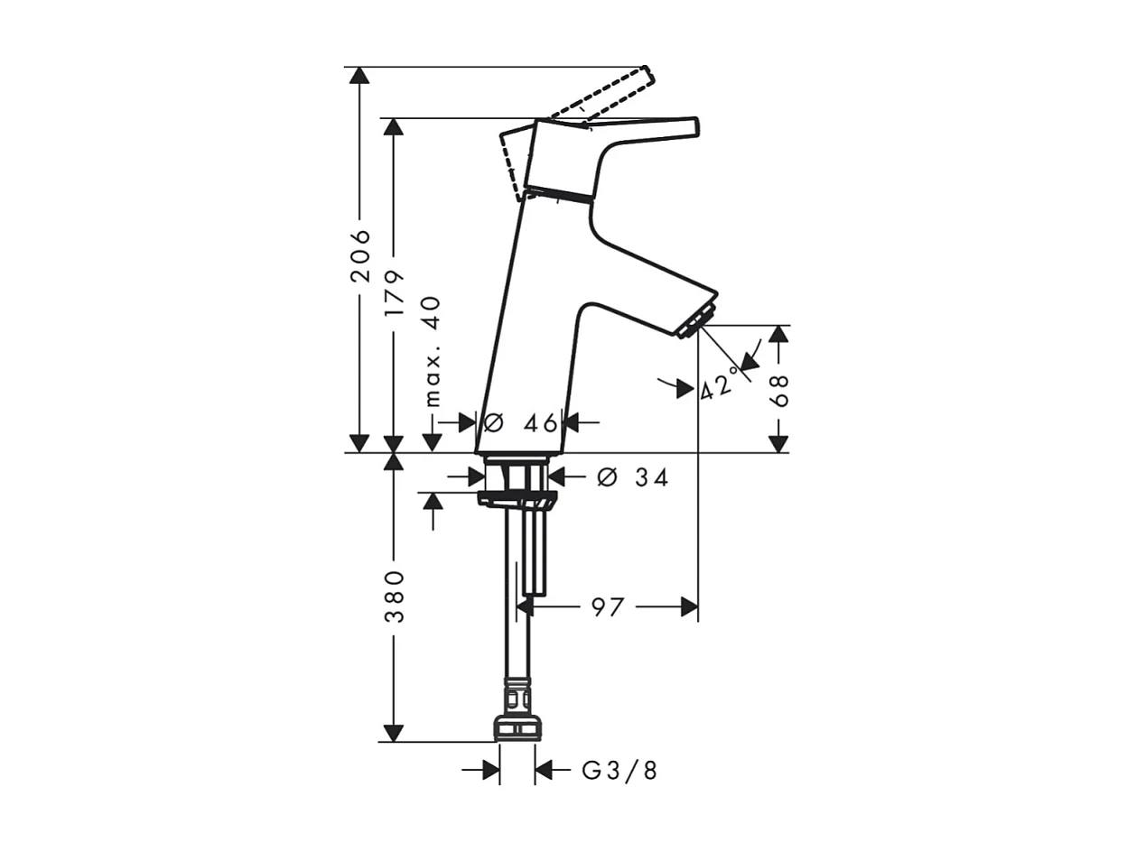Mitigeur lave-mains HANSGROHE 80 sans tirette ni vidage chrome + nettoyant Briochin