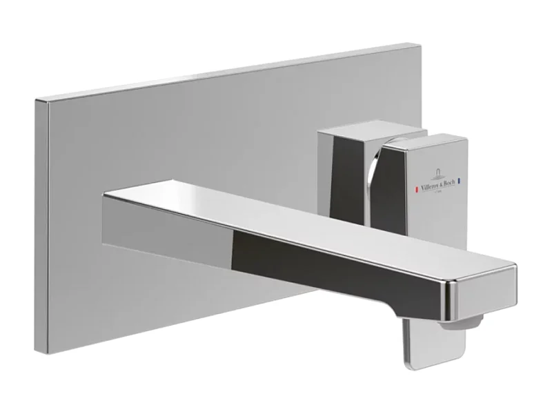 Mitigeur lavabo mural VILLEROY ET BOCH Architectura Square avec vidage Push Open Chrome