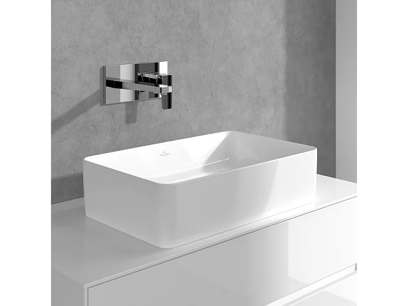 Mitigeur lavabo mural VILLEROY ET BOCH Architectura Square avec vidage Push Open Chrome