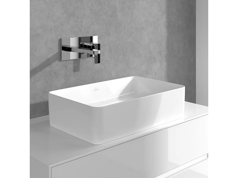 Mitigeur lavabo mural VILLEROY ET BOCH Architectura Square avec vidage Push Open Chrome