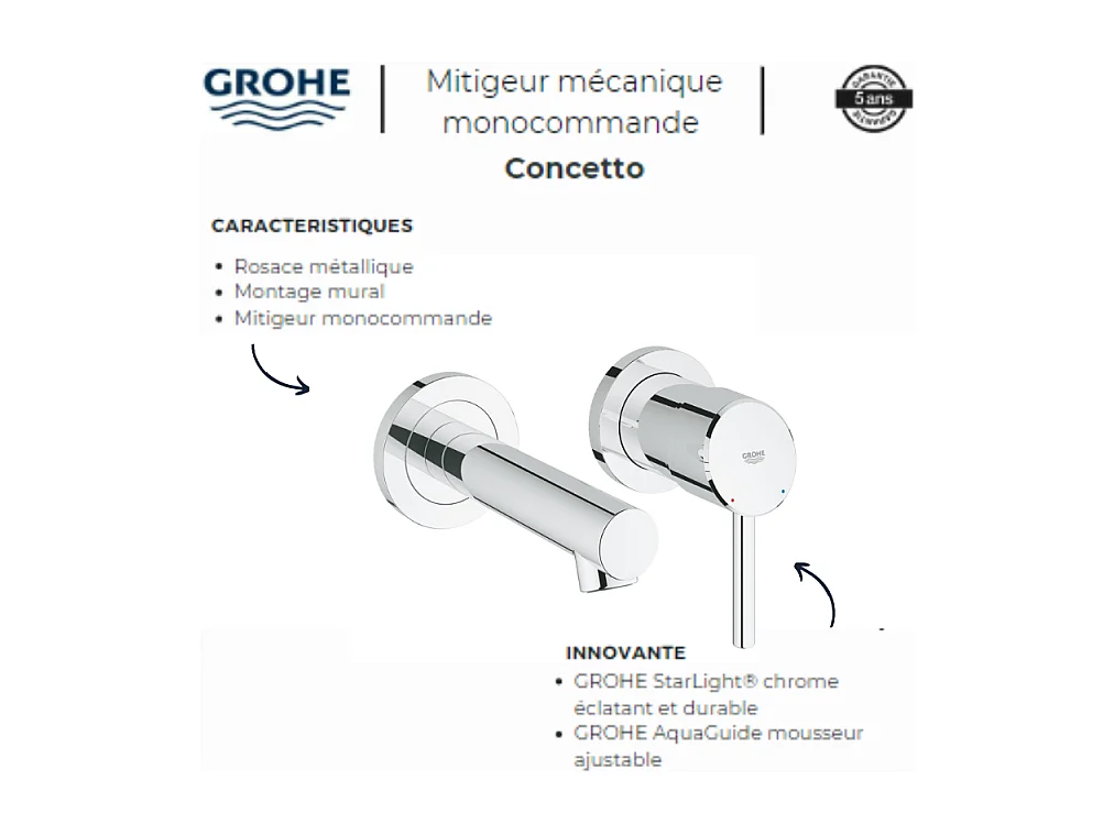 GROHE Concetto mezclador monomando de lavabo mecánico