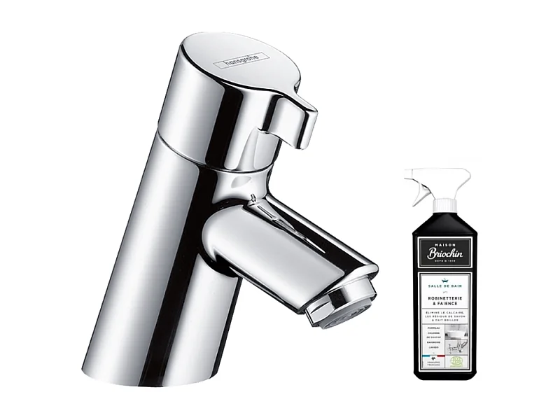 Mitigeur lave-mains HANSGROHE 40 sans tirette ni vidage chromE + nettoyant Briochin