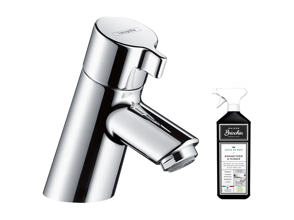 Mitigeur lave-mains HANSGROHE 40 sans tirette ni vidage chromE + nettoyant Briochin
