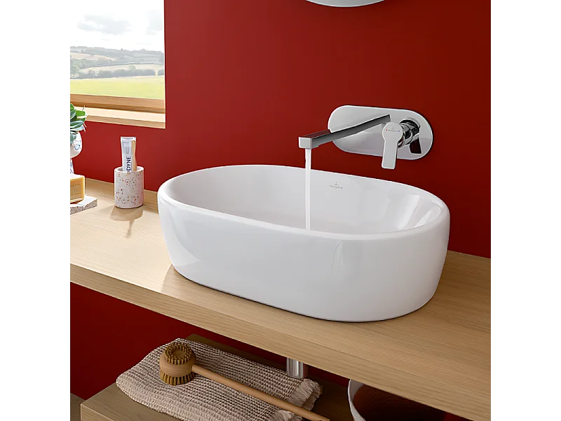 Mitigeur lavabo mural VILLEROY ET BOCH Architectura avec vidage Push Open chrome