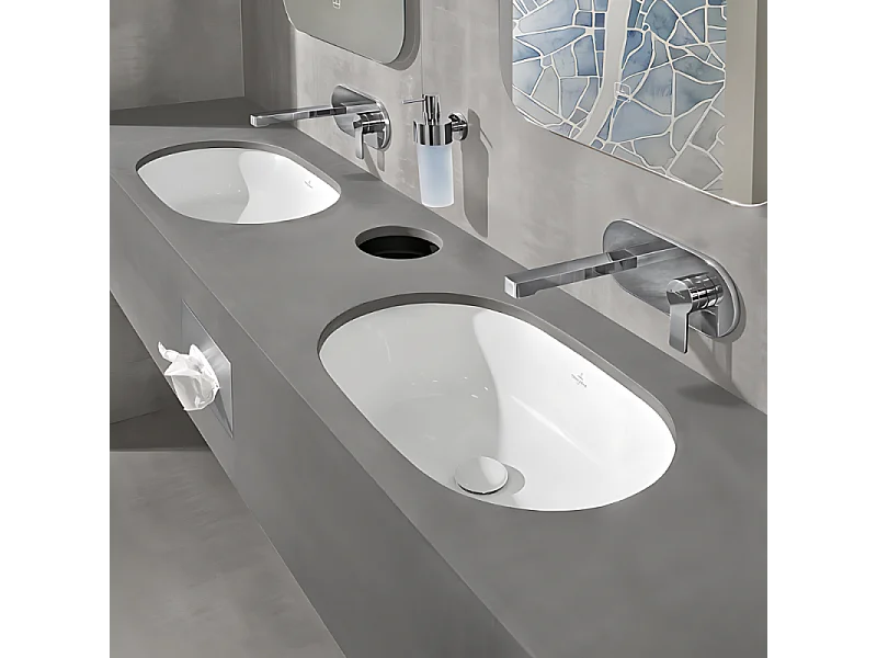 Mitigeur lavabo mural VILLEROY ET BOCH Architectura avec vidage Push Open chrome