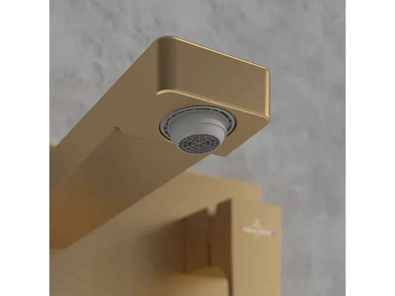 Mitigeur lavabo mural VILLEROY ET BOCH Architectura Square avec vidage Push Open Or brossé