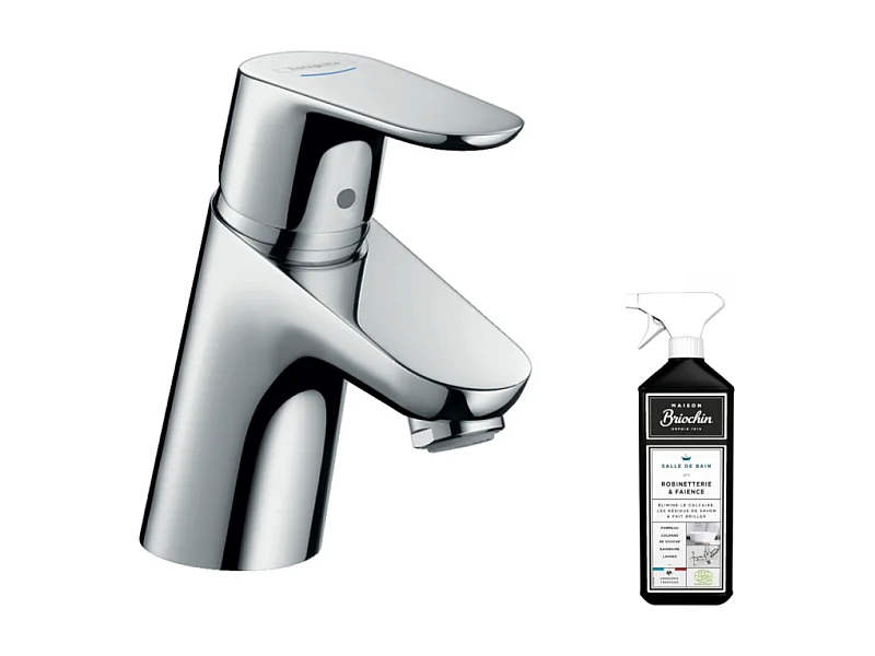 Mitigeur lave-mains HANSGROHE Focus 70 sans tirette ni vidage chrome + nettoyant Briochin