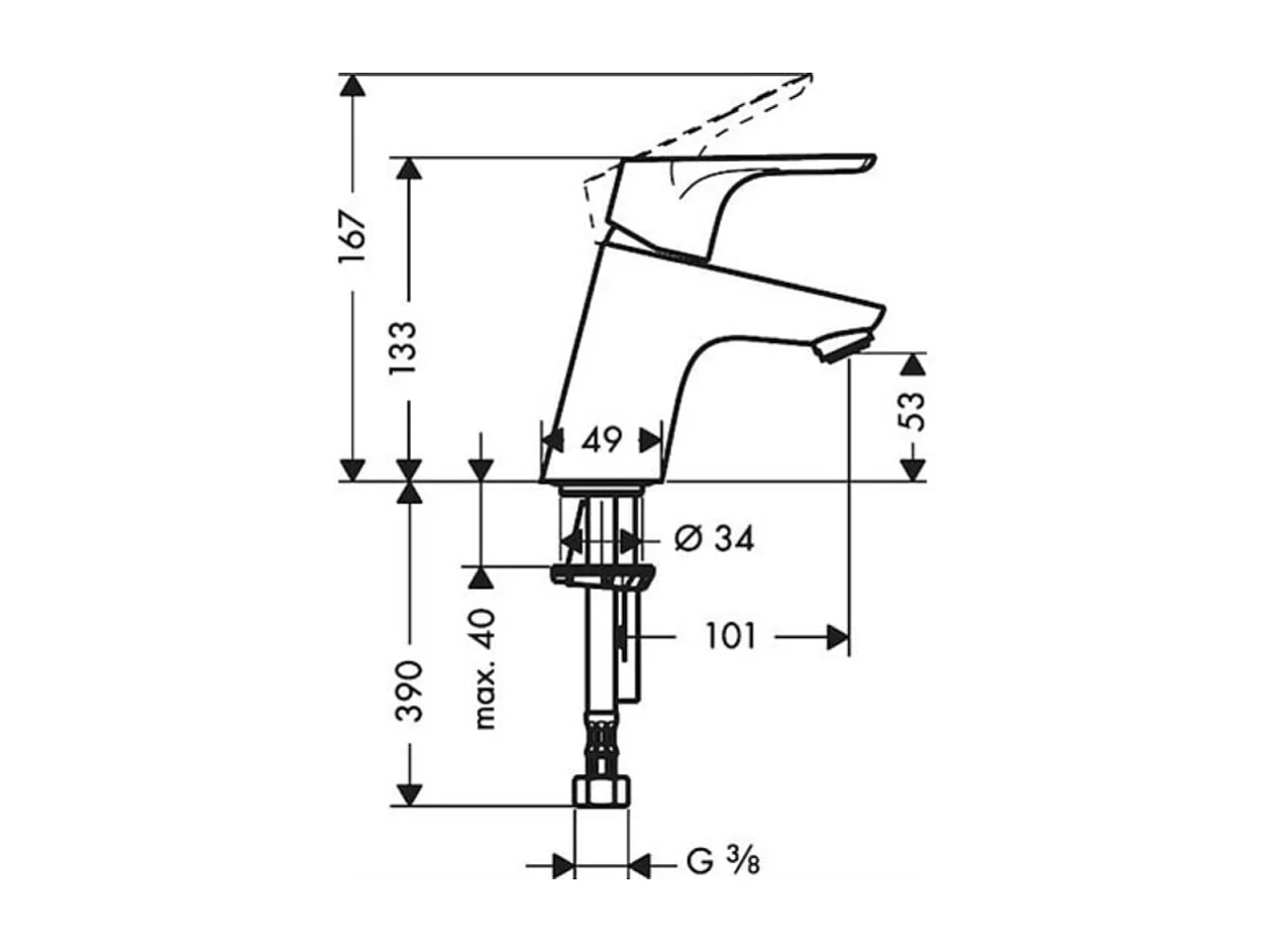 Mitigeur lave-mains HANSGROHE Focus 70 sans tirette ni vidage chrome + nettoyant Briochin