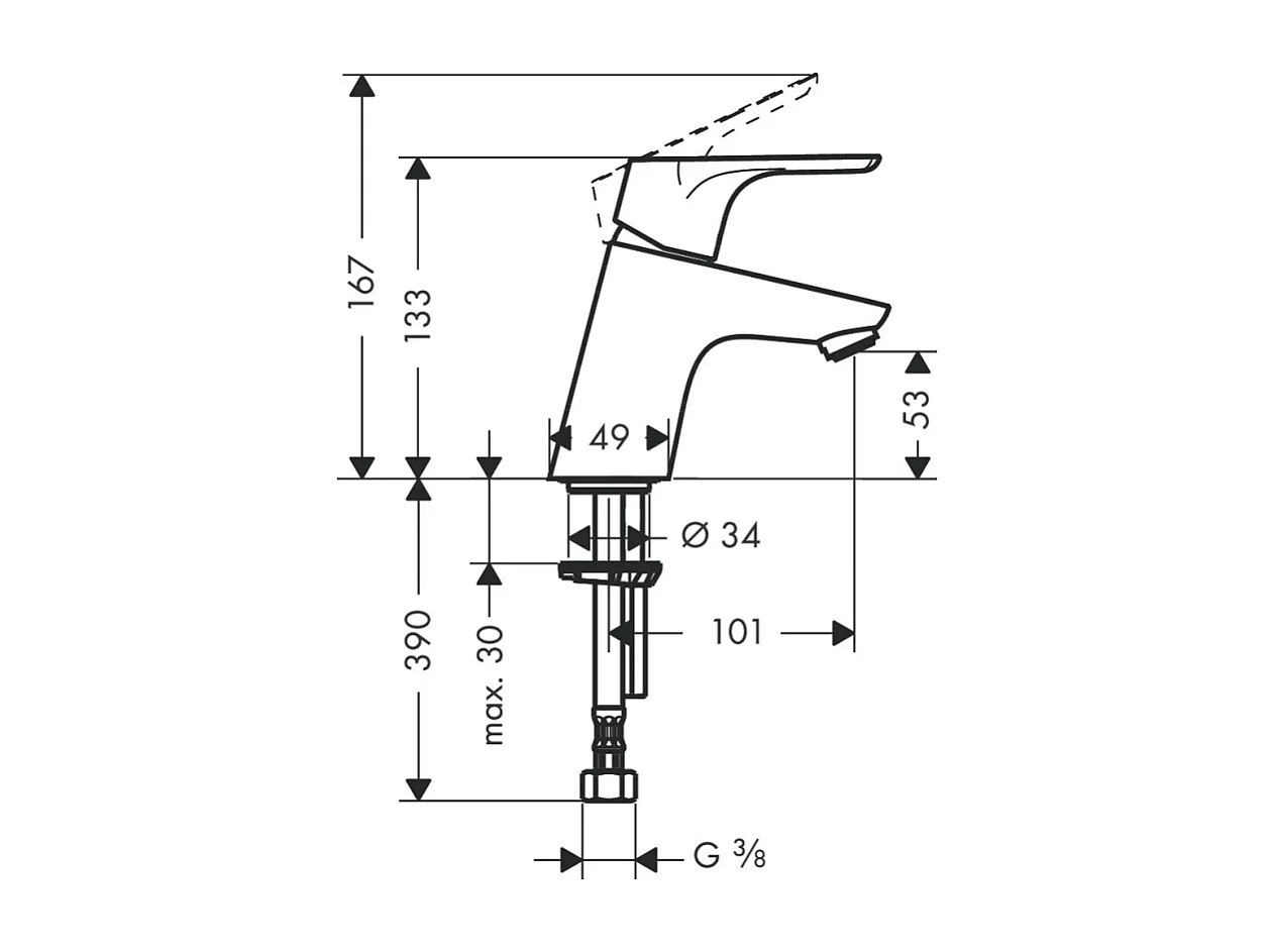 Mitigeur lave-mains HANSGROHE Focus 70 sans tirette ni vidage chrome + nettoyant Briochin