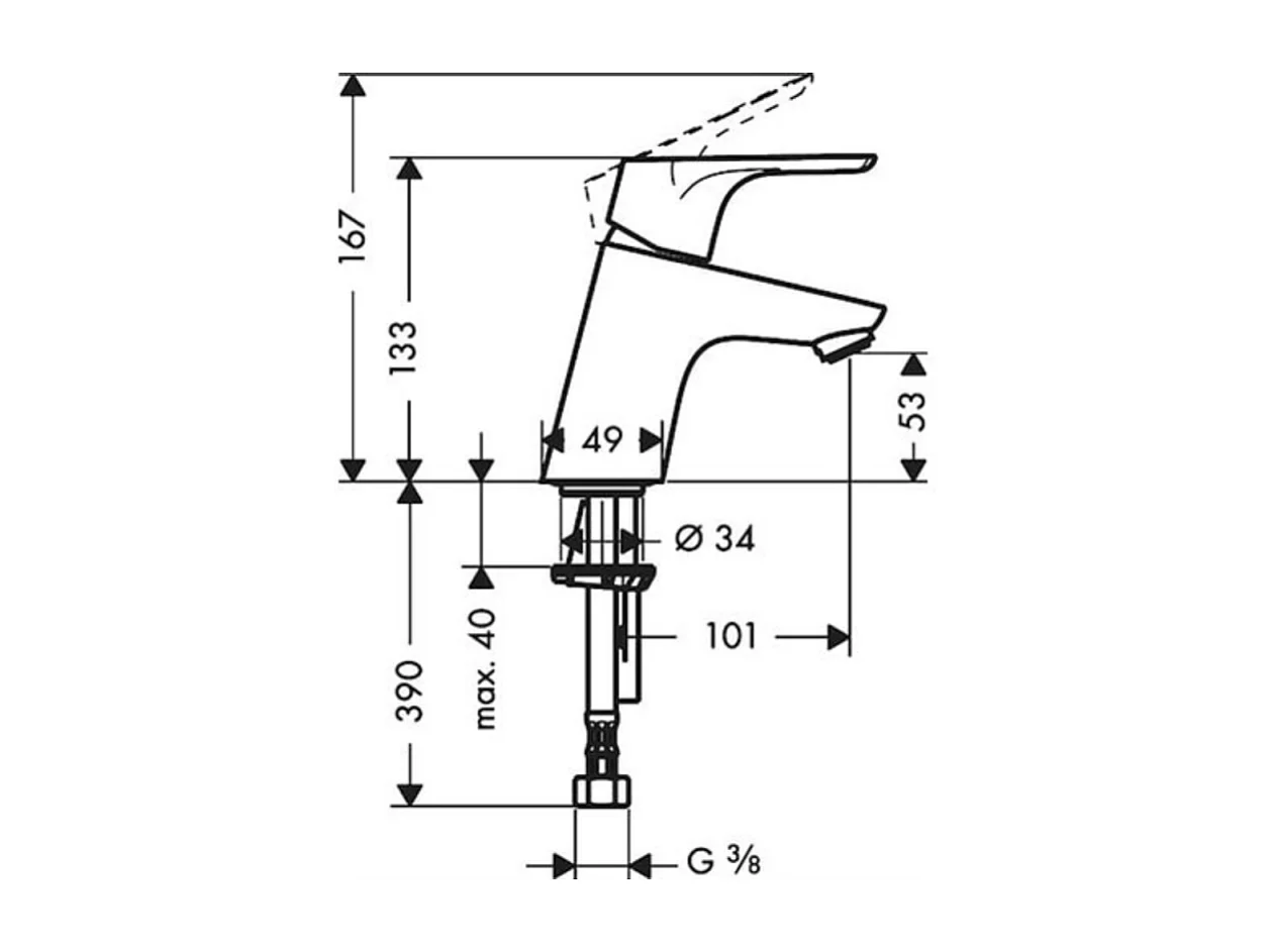 Mitigeur lave-mains HANSGROHE Focus 70 sans tirette ni vidage chrome + nettoyant Briochin