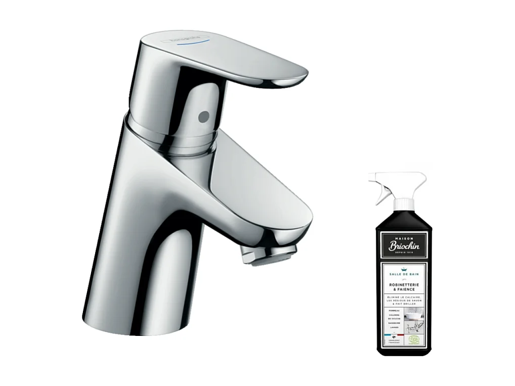 Mitigeur lave-mains HANSGROHE Focus 70 sans tirette ni vidage chrome + nettoyant Briochin