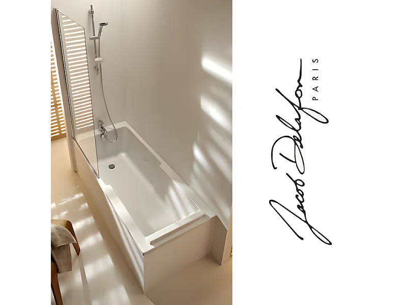 Baignoire bain douche JACOB DELAFON Struktura + pare bain + tablier + étagère 170 x 75