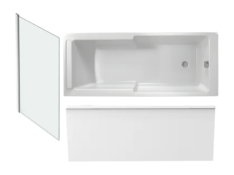 Baignoire bain douche JACOB DELAFON Struktura + pare bain + tablier + étagère 170 x 75