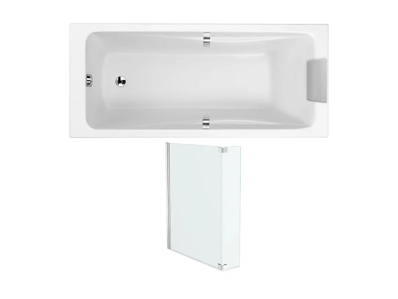 Pack baignoire droite 180 X 80 JACOB DELAFON Odéon Up + pare bain 2 volets chromé