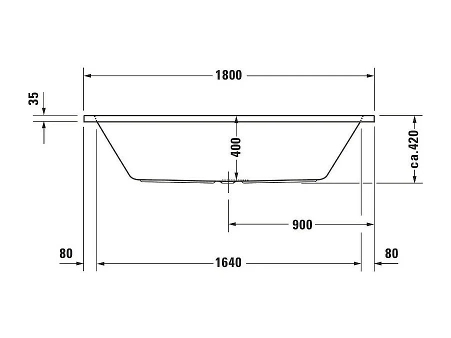 Baignoire droite 180x80 DURAVIT D-Code bonde au centre
