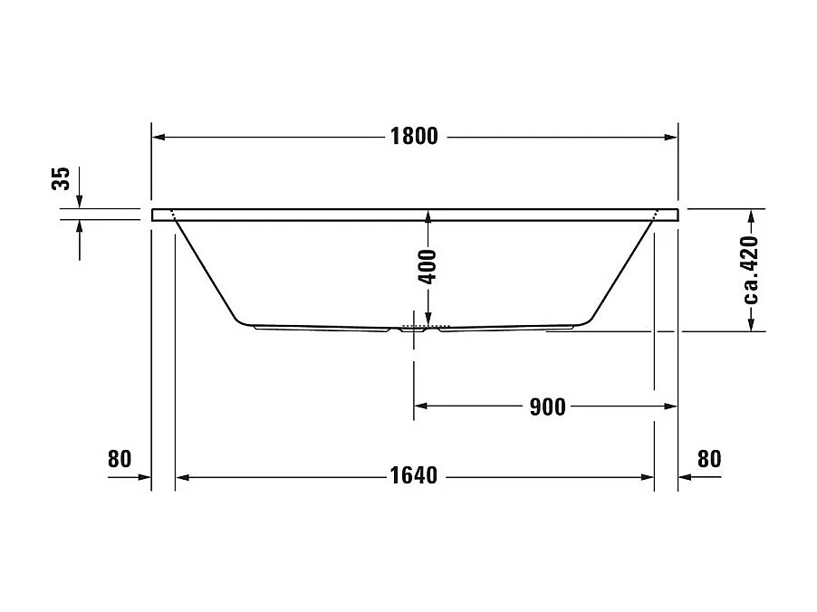 Baignoire droite 180x80 DURAVIT D-Code bonde au centre