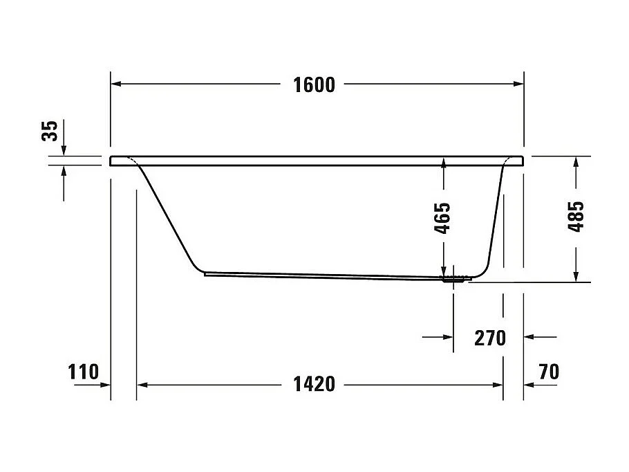 Baignoire droite 160x70 DURAVIT D-Neo