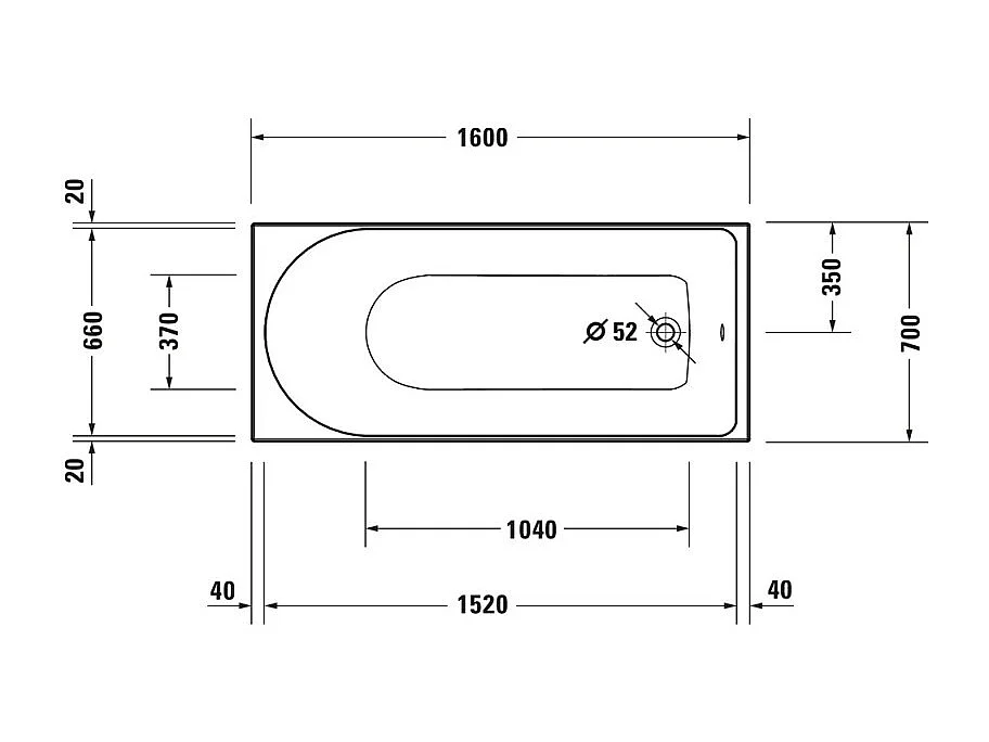 Baignoire droite 160x70 DURAVIT D-Neo