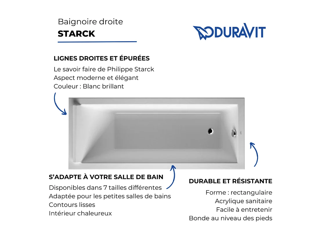 Baignoire droite 170x70 DURAVIT Starck