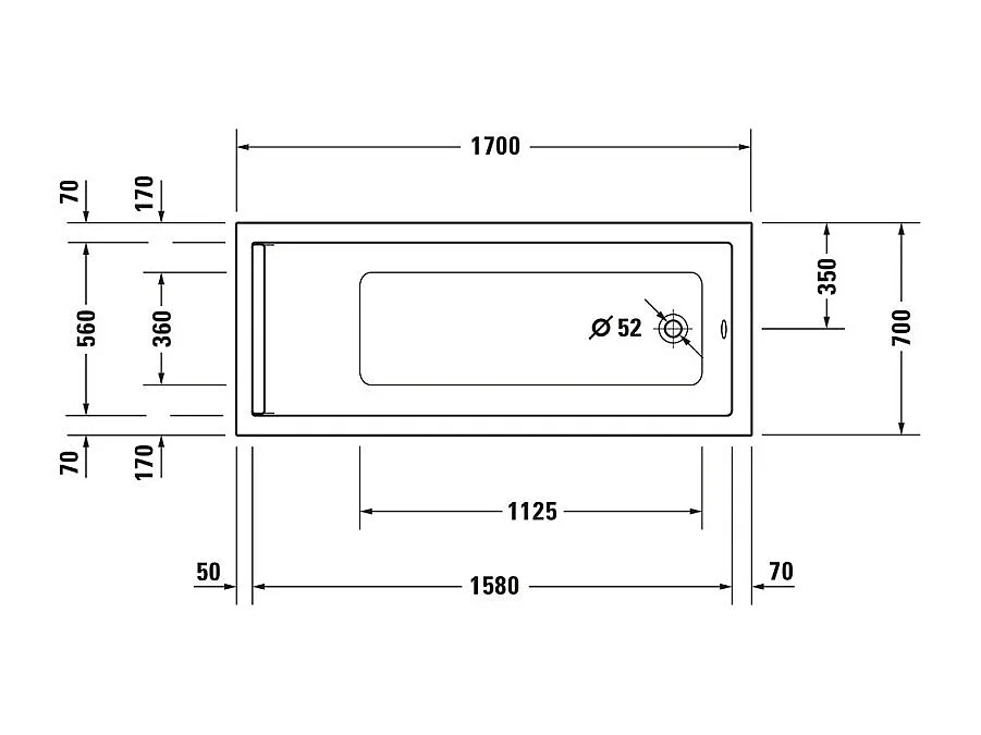 Baignoire droite 170x70 DURAVIT Starck