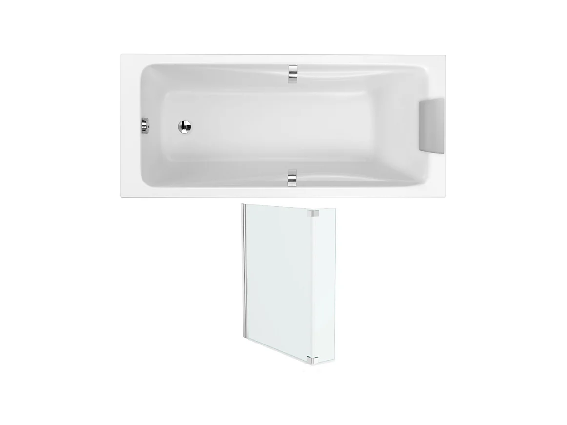 Pack baignoire droite 180 X 90 JACOB DELAFON Odéon up + pare bain 2 volets chromé