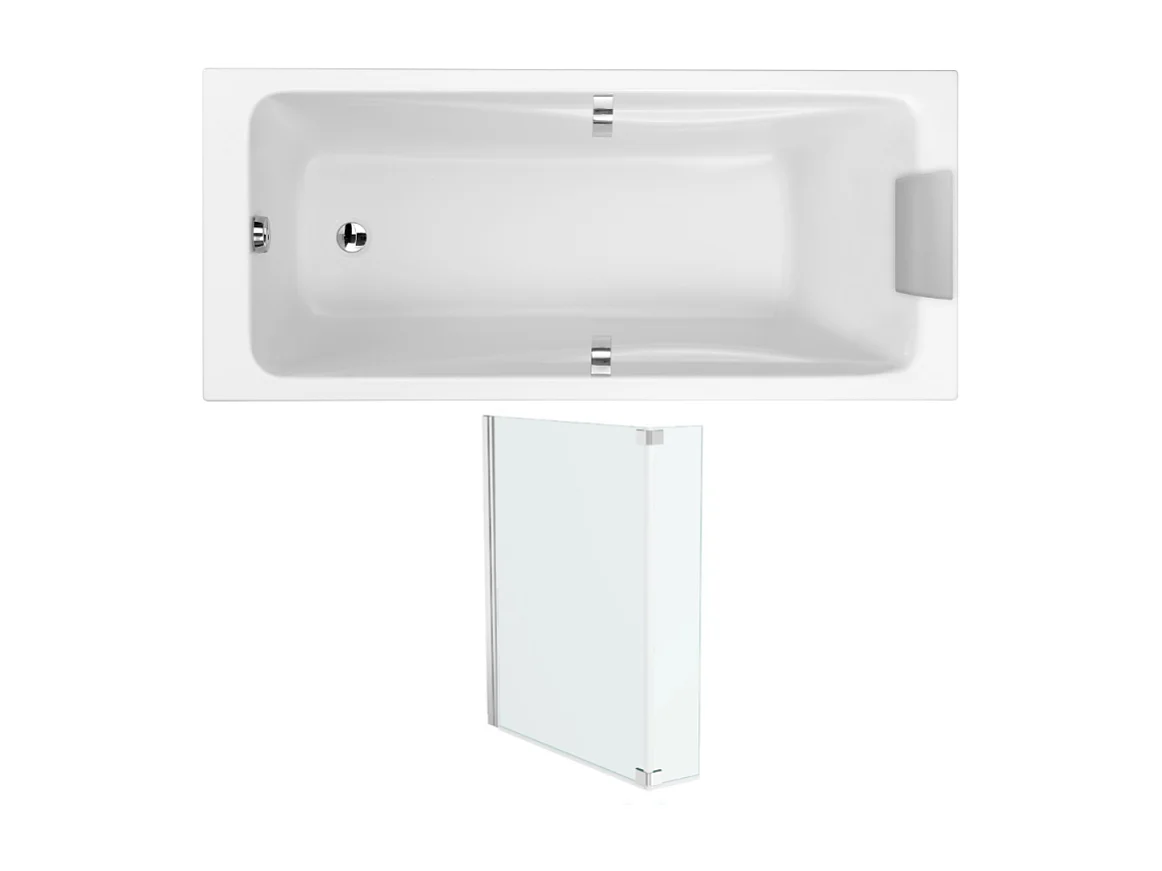 Pack baignoire droite 180 X 90 JACOB DELAFON Odéon up + pare bain 2 volets chromé