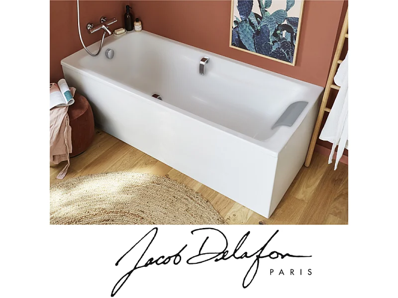 Pack baignoire droite 180 X 90 JACOB DELAFON Odéon up + pare bain 2 volets chromé