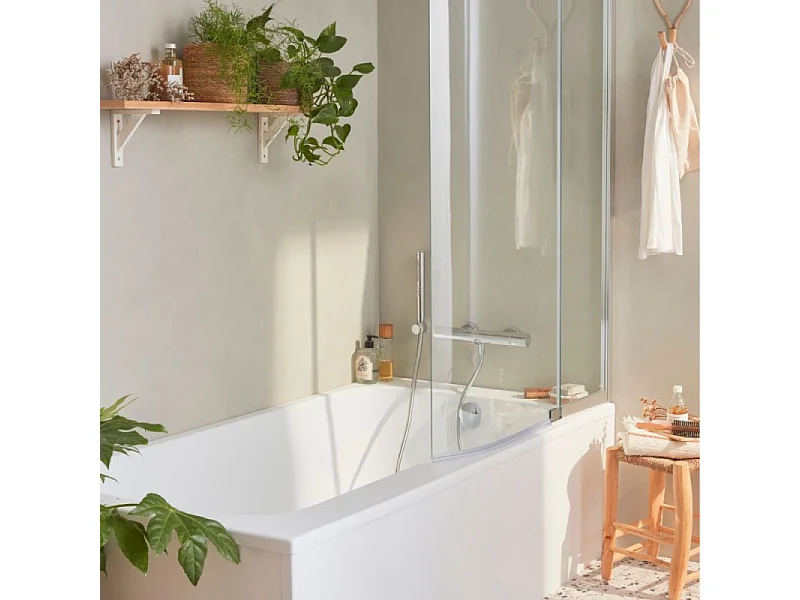 Baignoire bain douche JACOB DELAFON Malice antidérapante + tablier angle 160 x 85 droite