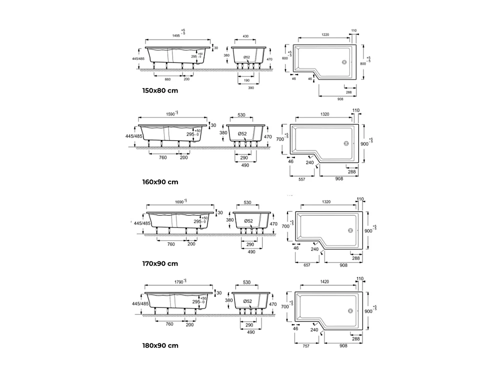 Pack baignoire bain douche 150 x 80 JACOB DELAFON Neo version droite + étagère + pare bain chromé