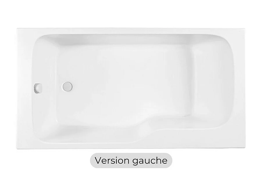Baignoire bain douche JACOB DELAFON Malice, version gauche Blanc brillant 160 x 85