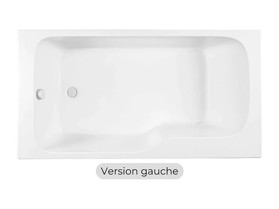 Baignoire bain douche JACOB DELAFON Malice, version gauche Blanc brillant 160 x 85