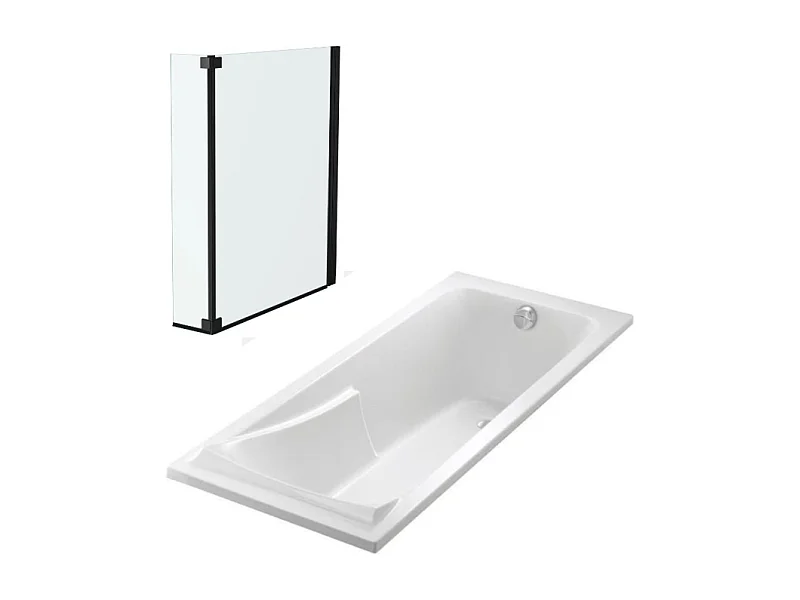 Lot baignoire droite 170 X 70 JACOB DELAFON Corvette + pare-bain 2 volets noir mat