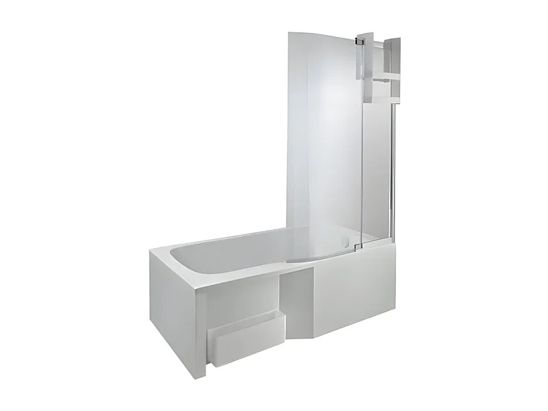 Baignoire bain douche JACOB DELAFON Malice + tablier baignoire + pare bain + étagère 160 x 85 v. Droite